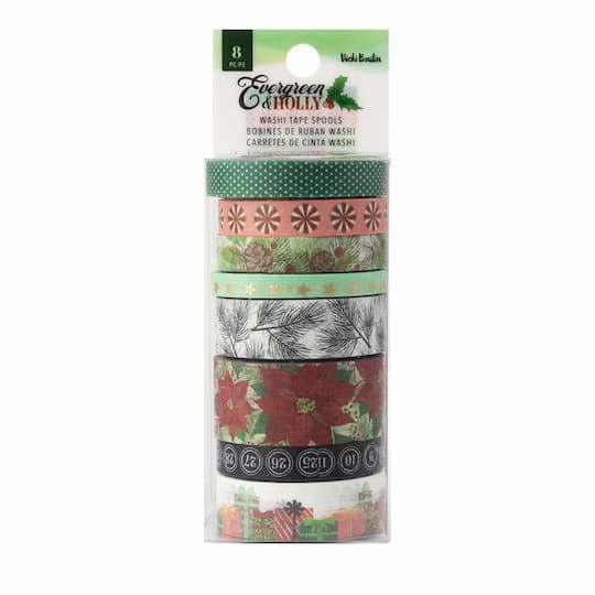 Vicki Boutin Evergreen &#x26; Holly With Gold Foil Accents Washi Tape, 8ct.